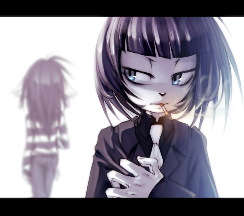 ambiguous_gender ann-jey blue_eyes cigarette clothing duo mysterious_character pamf suit