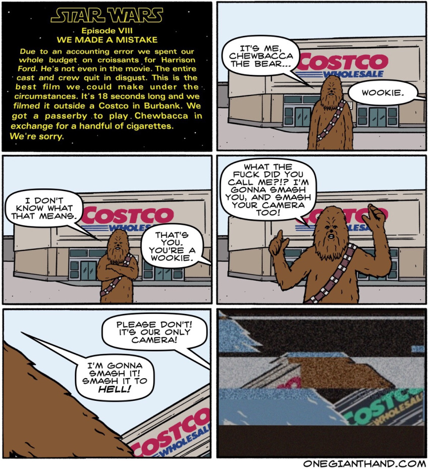 angry anthro chewbacca comic costco english_text humor mammal onegianthand speech_bubble star_wars store_front text wookiee