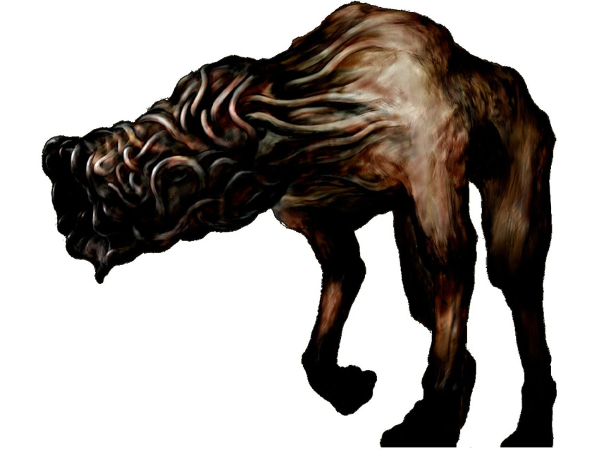ambiguous_gender anorexia brown_skin canine digital_media_(artwork) digitigrade eyeless faceless feral front_view full-length_portrait hi_res hybrid konami mammal monster nude official_art portrait quadruped raised_leg silent_hill simple_background snout solo standing undead unknown_artist video_games white_background worm wormhead_(silent_hill)