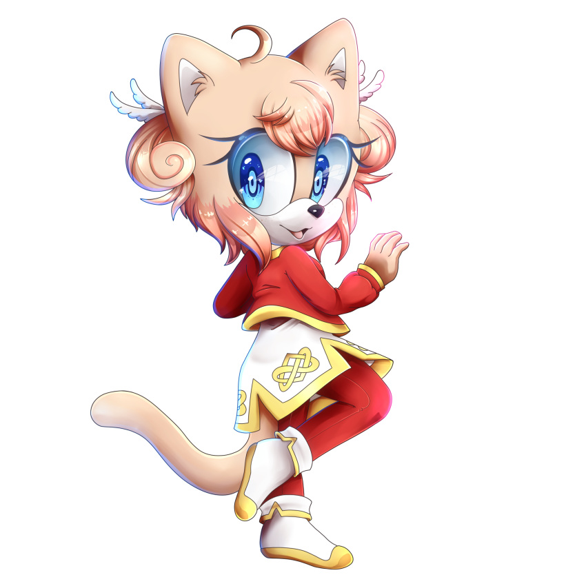 alpha_channel blue_eyes bluukio cat chibi chinese clothed clothing curly_hair feline female hair long_tail mammal radiant-valor short_hair simple_background solo transparent_background