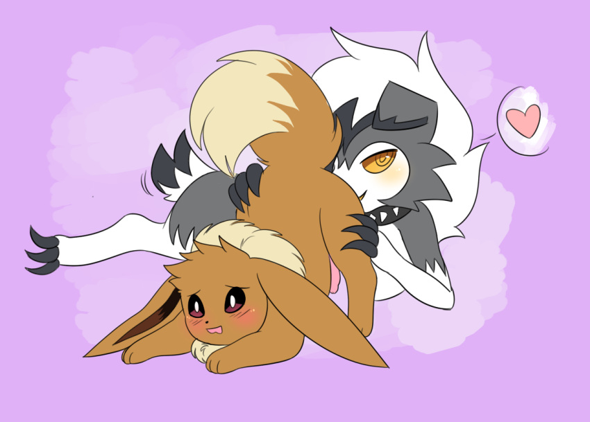 &lt;3 3_toes afterdarkie all_fours alternate_color amber_eyes ambiguous_gender anal ass_up black_nose blush canine chest_tuft claws collar eevee feral feral_on_feral fluffy fluffy_tail fur grey_fur lycanroc male male/ambiguous mammal midnight_lycanroc nintendo open_mouth oral penis pok&eacute;mon pok&eacute;mon_(species) raised_tail red_eyes rimming sex spiked_collar spikes tan_fur toes tongue tuft video_games white_fur