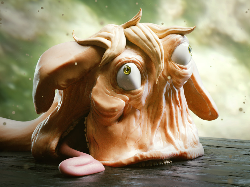 2016 3d_(artwork) 4:3 applejack_(mlp) blonde_hair creepy digital_media_(artwork) disfigured earth_pony equine female feral floppy_ears friendship_is_magic fur green_eyes hair headshot_portrait hi_res horse mammal monster my_little_pony nightmare_fuel open_mouth orange_fur pony portrait realistic shastro solo teeth tongue tongue_out verulence what what_has_science_done
