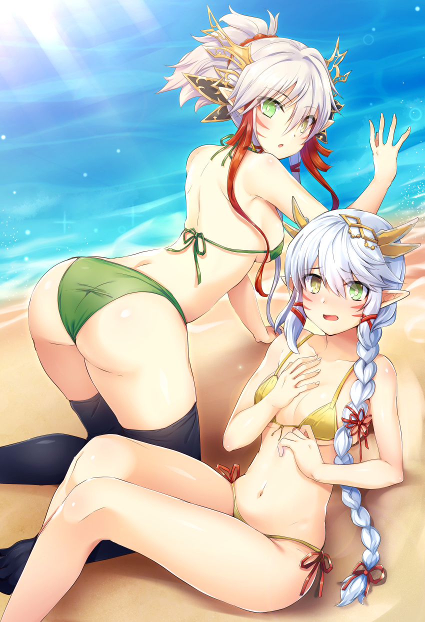 ass bikini cleavage pointy_ears puzzle_&amp;_dragons samoore swimsuits thighhighs
