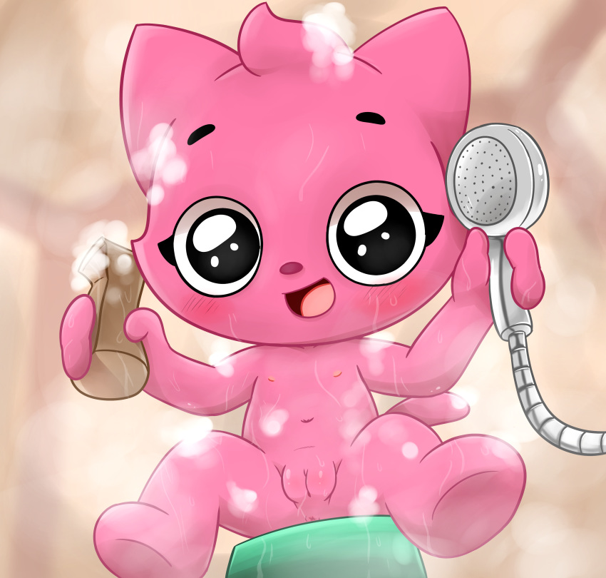 2018 anthro anus blush bubble clitoris cub digital_media_(artwork) fat_pussy feline female fur hair hi_res looking_at_viewer lucy mammal nipples nude open_mouth playkids polygon5 pussy shampoo shower sitting smile soap solo water wet young