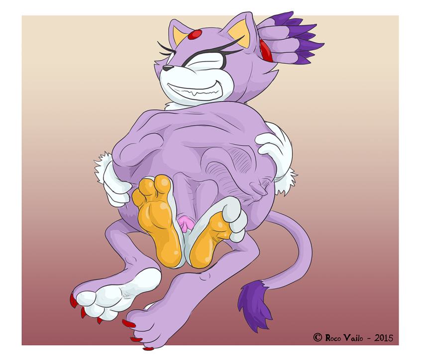 2015 anthro barefoot blaze_the_cat cat claws digital_drawing_(artwork) digital_media_(artwork) duo feline female forced fur head_first hedgehog hi_res male male/female mammal nude purple_fur pussy roco silver_the_hedgehog simple_background smile sonic_(series) toes unbirthing vaginal video_games vore
