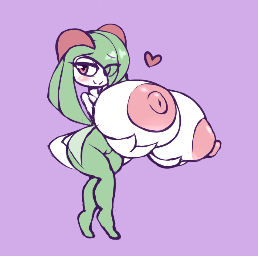 &lt;3 2017 areola big_breasts blush breasts colored_sketch elfdrago eye_through_hair female green_hair green_skin hair hair_over_eye hi_res holding_breast horn huge_breasts humanoid hyper hyper_breasts kirlia multicolored_skin nintendo nipples non-mammal_breasts not_furry pok&eacute;mon pok&eacute;mon_(species) purple_background pussy red_eyes simple_background sketch smile solo standing thick_thighs translucent_hair two_tone_skin video_games white_skin wide_hips
