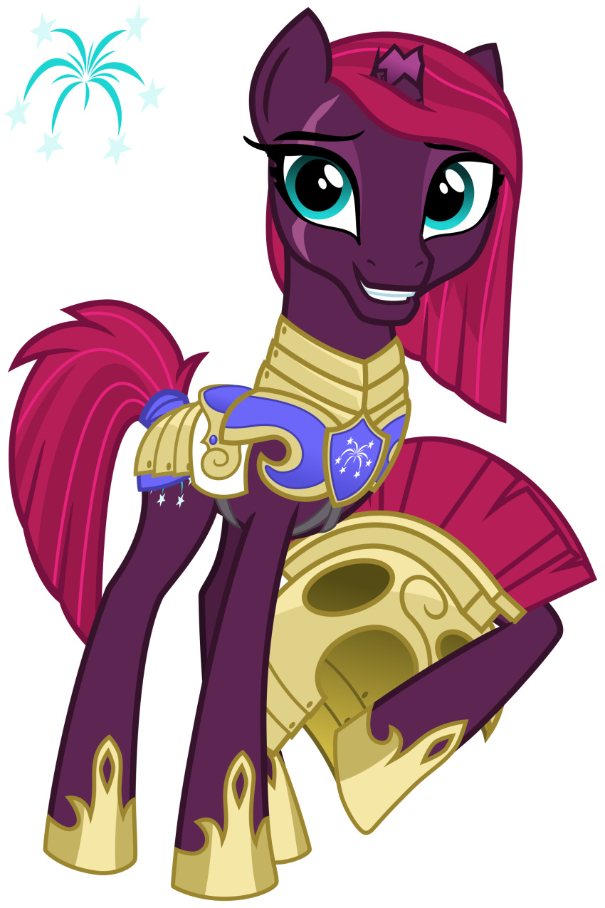 2018 alpha_channel armor broken_horn cheezedoodle96 equine eye_scar female fizzlepop_berrytwist_(mlp) friendship_is_magic grin helmet horn looking_at_viewer mammal my_little_pony my_little_pony_the_movie reformed scar simple_background smile solo tail_wraps tempest_shadow_(mlp) transparent_background unicorn vector wraps