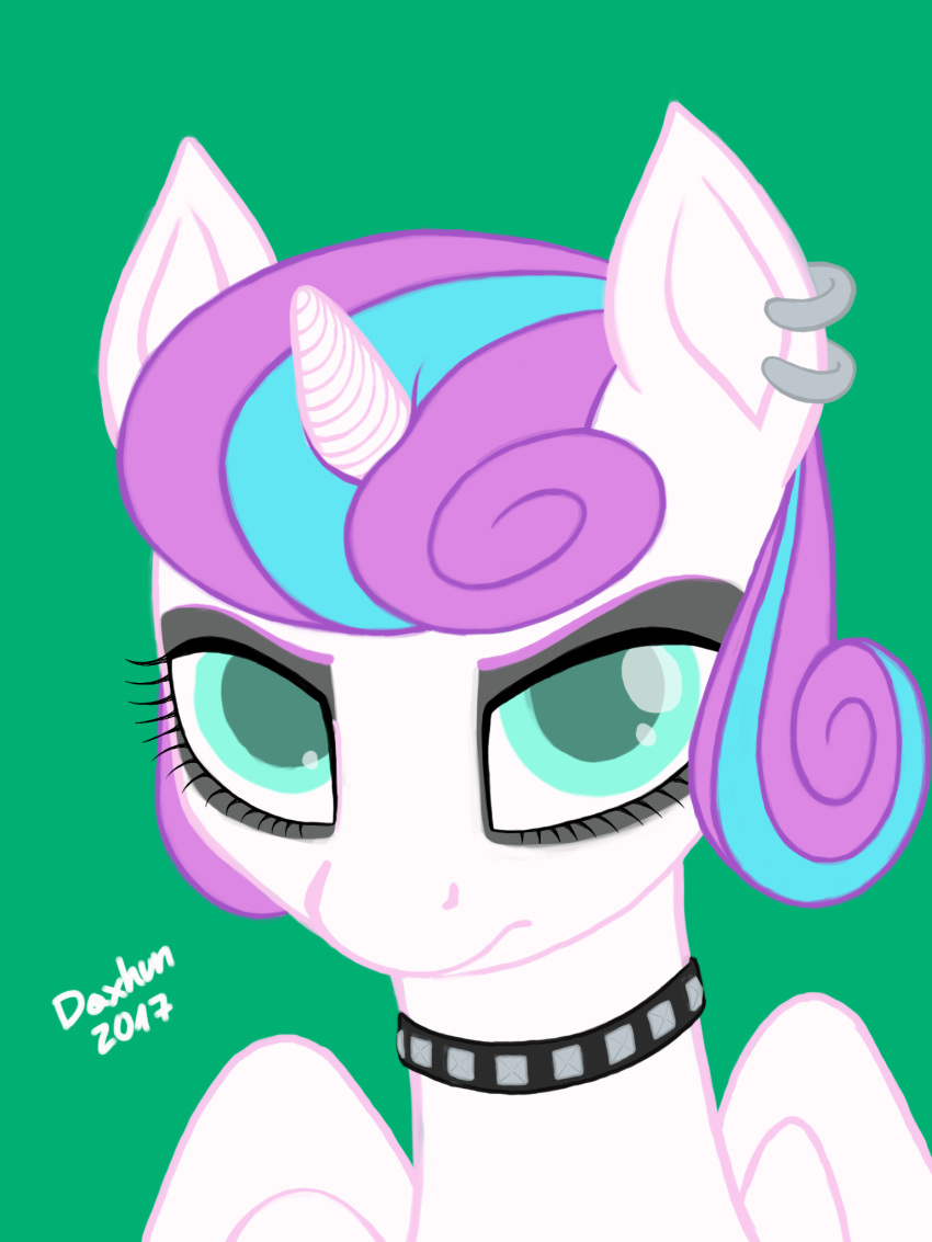 aged choker doxhun equine eyelashes female flurry_heart_(mlp) friendship_is_magic hair horn horse looking_at_viewer makeup mammal my_little_pony piercing pony punk short_hair teenager unicorn wings young