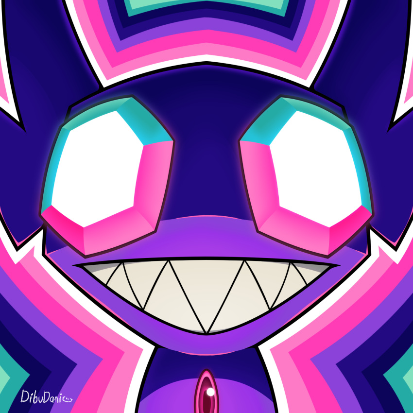 1:1 2020 ambiguous_gender artist_name dibudani digital_media_(artwork) gem_eyes generation_3_pokemon hi_res humanoid icon looking_at_viewer nintendo pokemon pokemon_(species) psychedelic purple_body red_gem sableye sharp_teeth signature smile solo teeth