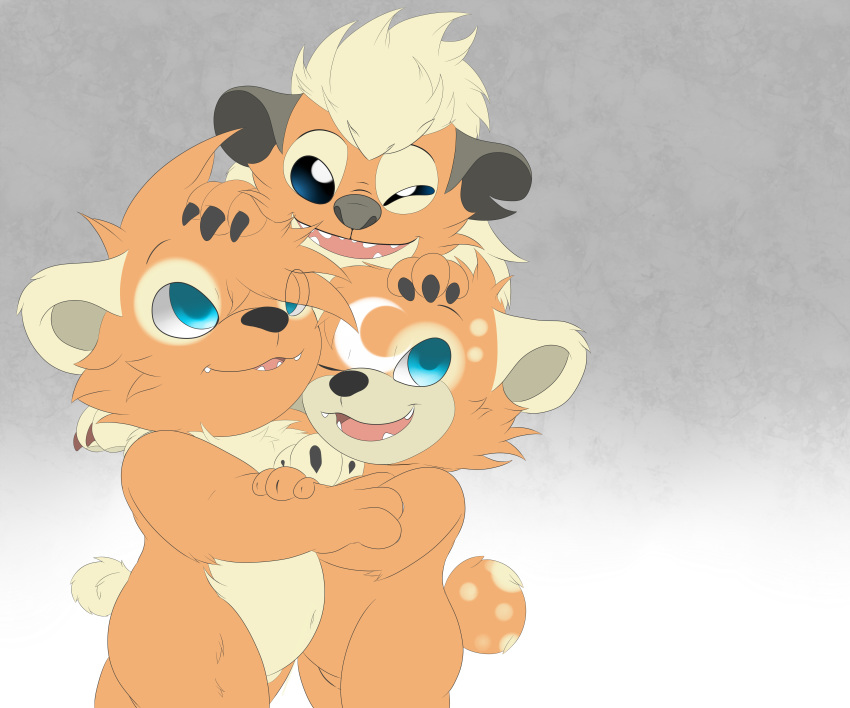 2016 absurd_res alien alternate_color anthro bear blue_eyes claws cub disney doodleburr experiment_(species) fan_character floof_(doodleburr) fluffy forehead_marking fur gradient_background grey_background grey_claws group hi_res hug kuma_(doodleburr) lilo_and_stitch looking_at_another mammal multicolored_fur nintendo notched_ear one_eye_closed open_mouth open_smile orange_fur pok&eacute;mon pok&eacute;mon_(species) simple_background small_tail smile teddiursa textured_background two_tone_fur video_games young