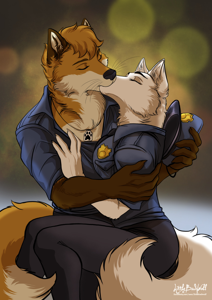 absurd_res anthro arctic_fox armband biggoodwolf breasts canid canine chest_tuft cuddling curled_hair dipstick_arms dipstick_ears dipstick_tail doppelfoxx duo embrace eyelashes eyes_closed female fox fur hair hand_holding hand_on_back hand_on_chest hand_on_shoulder head_tuft hi_res jakkals_van_der_bergh_(doppelfoxx) jewelry jewlwery kiss_on_lips kissing littlebadwolf male male/female mammal markings multicolored_ears muzzle_kiss necklace orange_body orange_fur red_fox sandy_fur side_boob signature tail tail_markings the_twines tuft tyra_bellvue_(doppelfoxx) whiskers white_body white_fur yellow_body yellow_fur