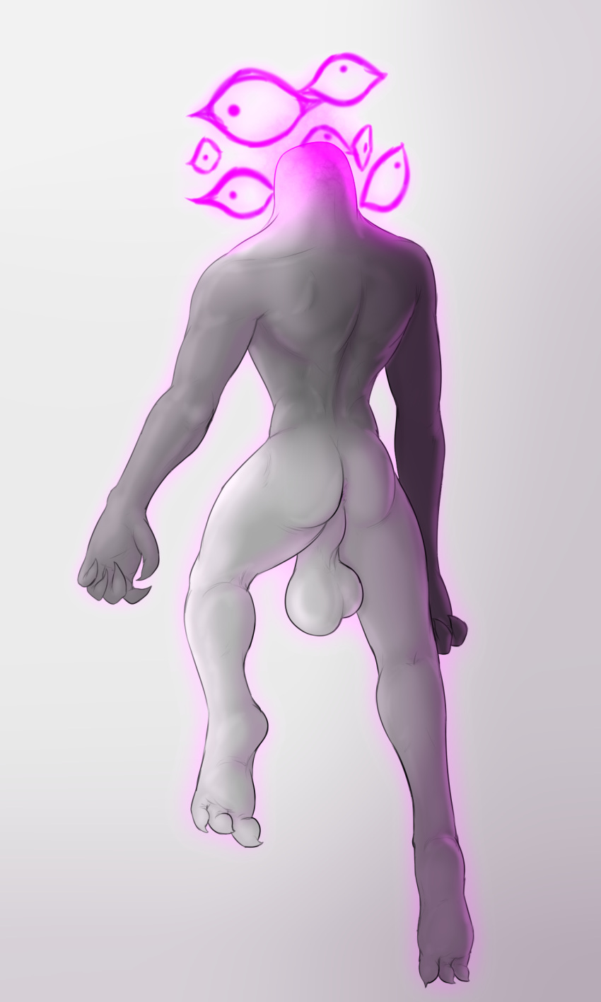 3_toes 5_fingers balls big_balls claws floating grey_skin himerosthegod huge_balls humanoid magic male muscular not_furry simple_background solo toes wesawit_(himeros)