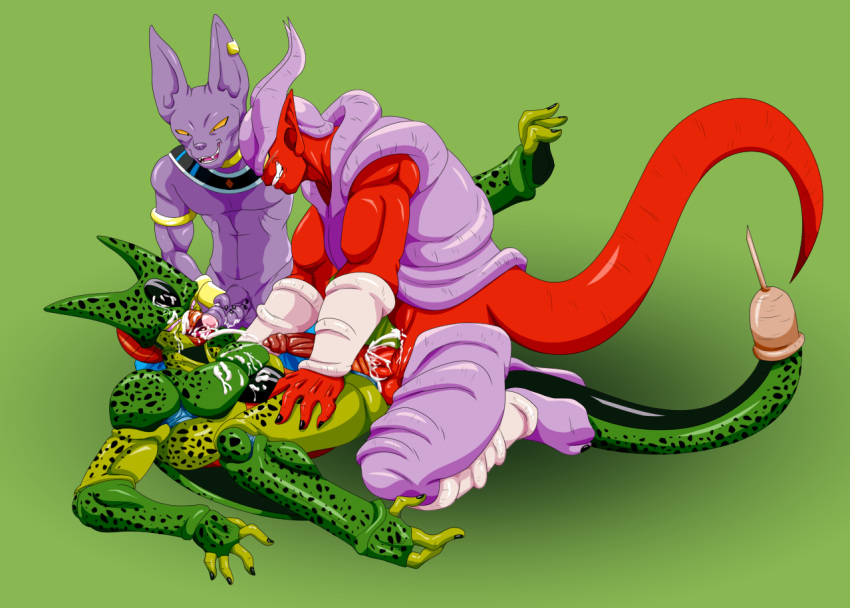 anal anthro anthro_on_anthro arthropod balls beerus cat cum cum_in_ass cum_inside cum_on_face cum_on_self demon dragon_ball dragon_ball_super dragon_ball_z feline glacierk green_background group group_sex humanoid_penis imperfect_cell insect janemba lying male male/male mammal masturbation missionary_position on_back penile_masturbation penis purple_balls purple_penis red_balls red_penis sex simple_background spread_legs spreading threesome uncut