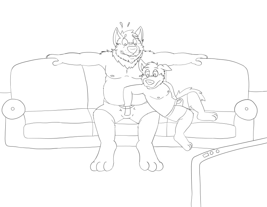 age_difference blush drex father father_and_son grope incest male male/male overweight overweight_male parent size_difference sofa son young