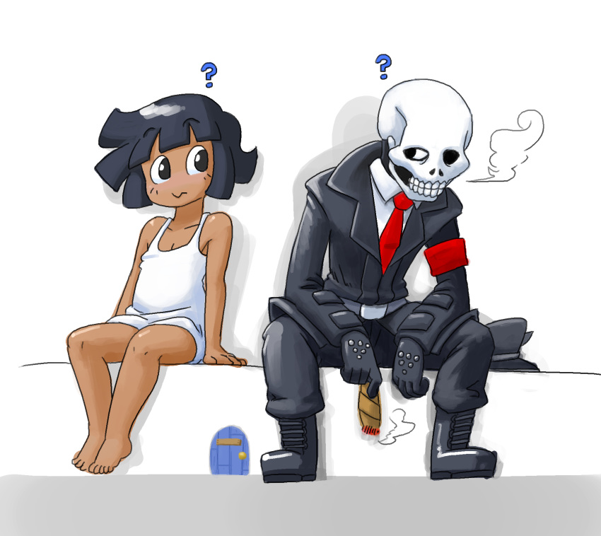 5_fingers ? ambiguous_gender animated_skeleton bone boots clothing footwear hi_res human male mammal meme minus8 nazi_outfit necktie not_furry simple_background skeleton teeth undead white_background