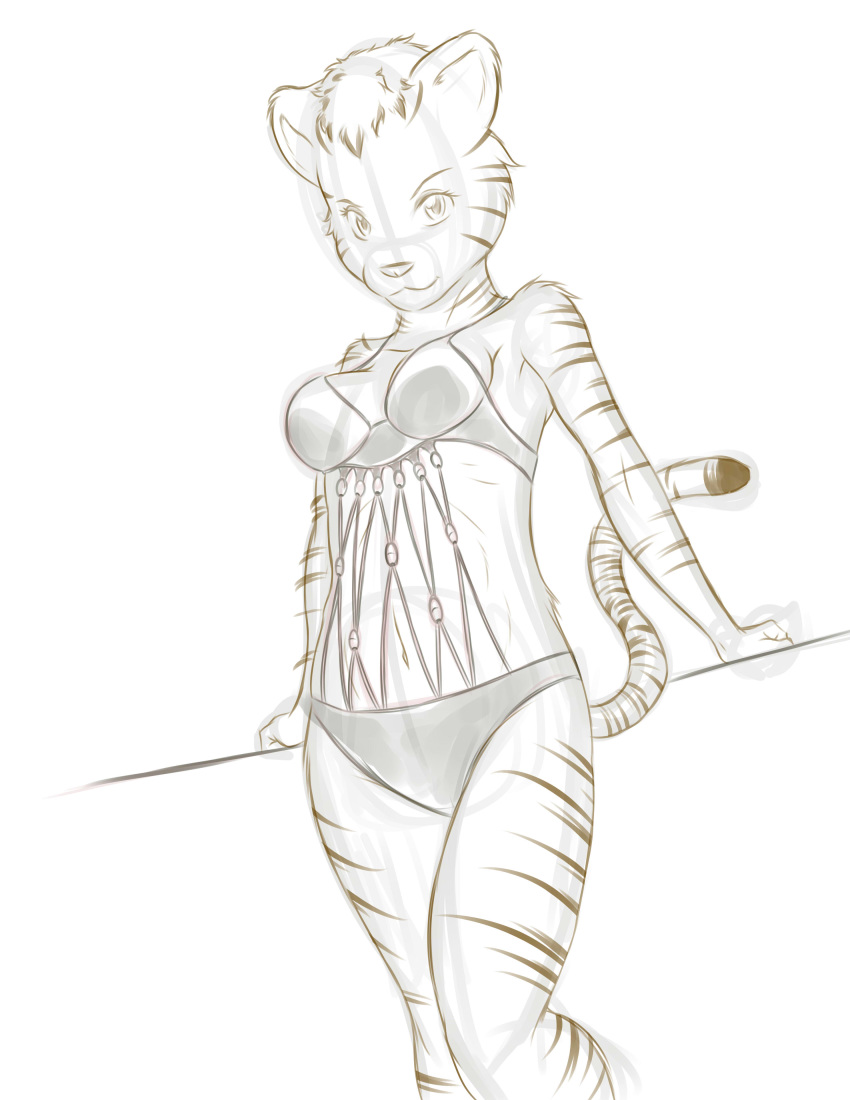 bikini clothing cruise feline female hybrid liger lilliana_fargo lion_tiger mammal sketck swimsuit