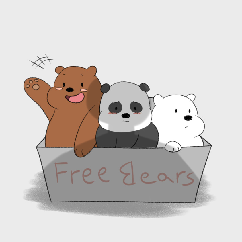 bear blush cartoon_network cub grizzly_(wbb) grizzly_bear ice_bear mammal panda panda_(wbb) polar_bear simple_background size_difference therita3k unseen_character we_bare_bears white_background young