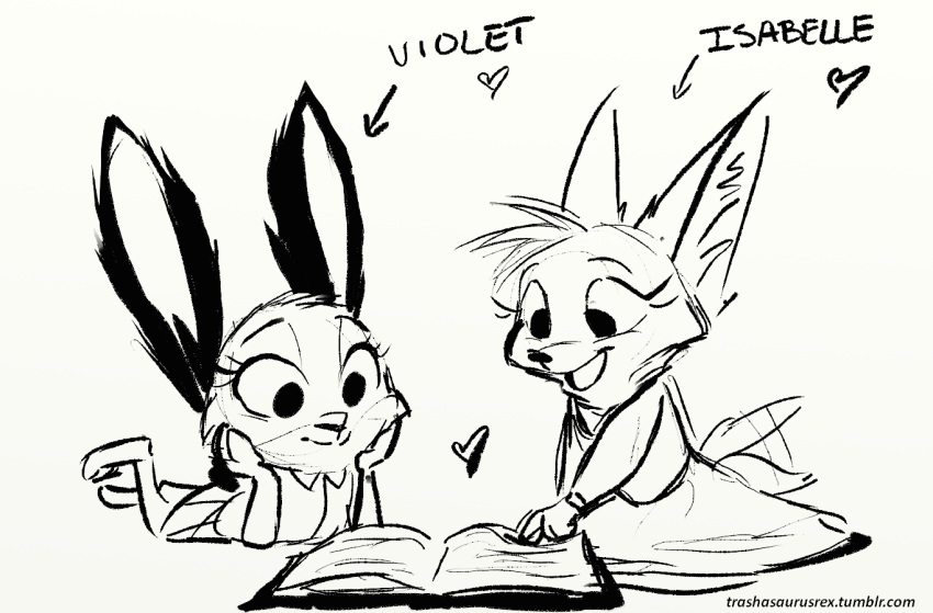 2017 anthro canine disney duo fan_character female fox fur isabelle_wilde mammal sketch trashasaurusrex violet_(zootopia) zootopia