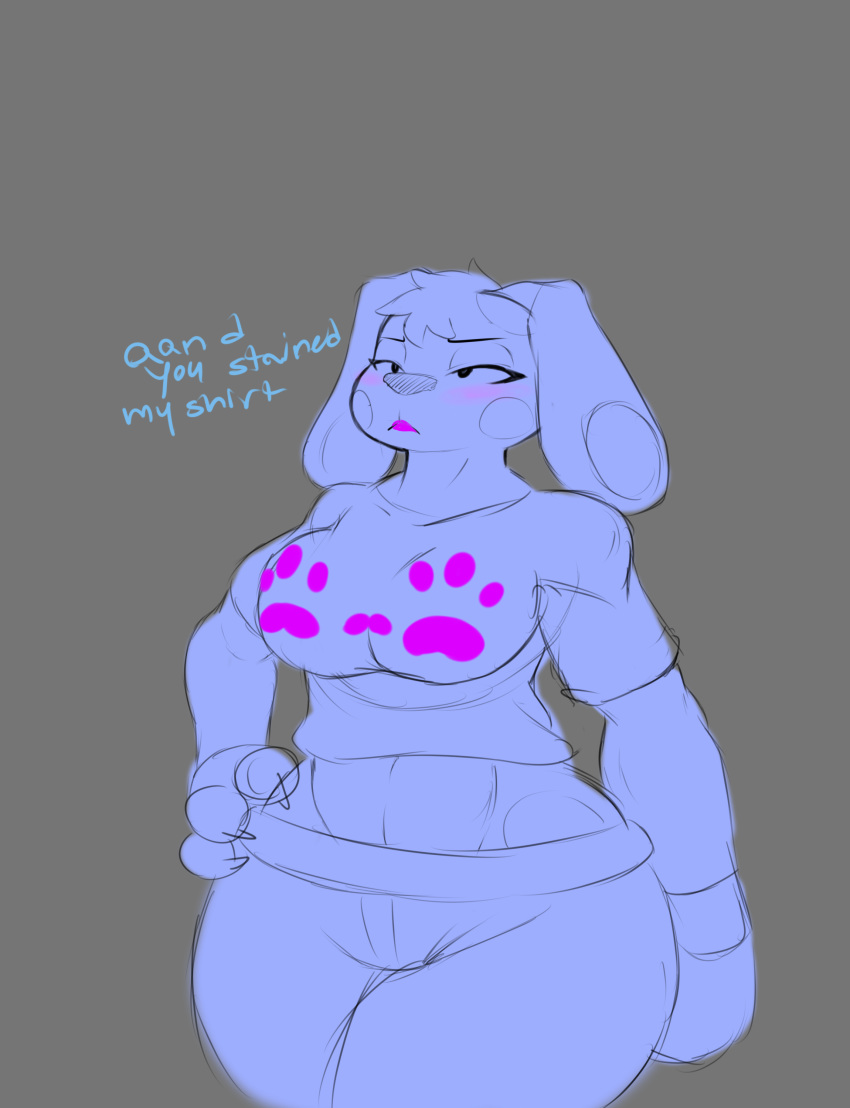 2016 anthro blue's_clues blue_(blue's_clues) blush canine dog english_text female hi_res jaynatorburudragon mammal solo text thick_thighs voluptuous wide_hips