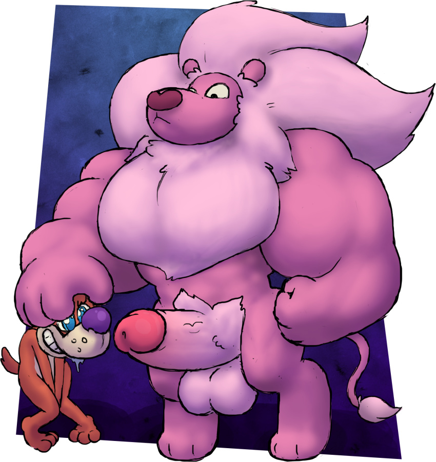 anthro balls canine cartoon_network dingo duo erection feline hi_res humanoid_penis larger_male lion lion_(steven_universe) male male/male mammal muscular penis rubberskunktoo size_difference smaller_male steven_universe