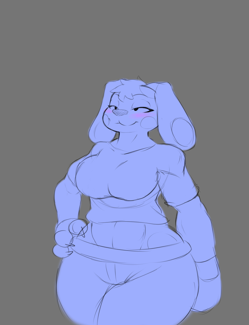 2016 anthro blue's_clues blue_(blue's_clues) blush canine dog female hi_res jaynatorburudragon mammal smile solo thick_thighs voluptuous wide_hips