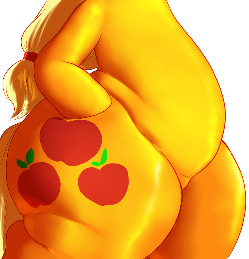 2013 applejack_(mlp) blonde_hair cutie_mark earth_pony equine female feral friendship_is_magic fur hair hi_res horse mammal my_little_pony orange_fur overweight pony simple_background solo trinity-fate62 white_background wide_hips