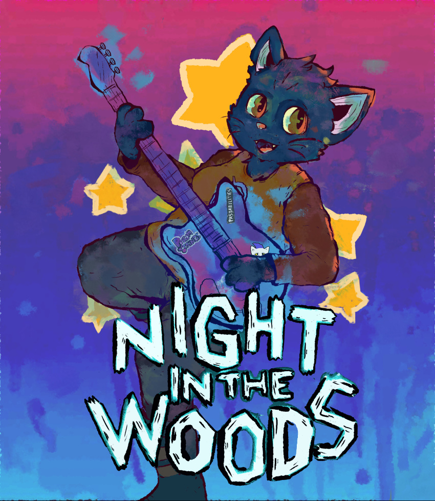 bass cat feline instrument invalid_color kinkykenku_(artist) mae_(night_in_the_woods) mae_borowski mammal music night_in_the_woods
