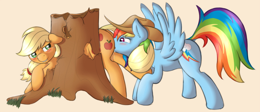 2013 applejack_(mlp) blonde_hair blue_feathers blue_fur blush cowboy_hat cum cunnilingus cutie_mark digital_media_(artwork) duo earth_pony equine feathered_wings feathers female female/female feral freckles friendship_is_magic fur green_eyes hair hat horse licking mammal multicolored_hair multicolored_tail my_little_pony oral pegasus pony purple_eyes rainbow_dash_(mlp) rainbow_hair rainbow_tail ratofdrawn sex stuck tongue tongue_out vaginal wings