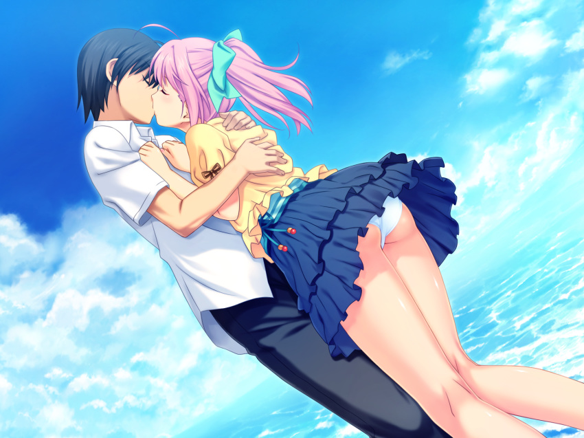 game_cg hinata_hanabi kiss koutaro panties skirt skirt_lift tropical_kiss twinkle underwear upskirt