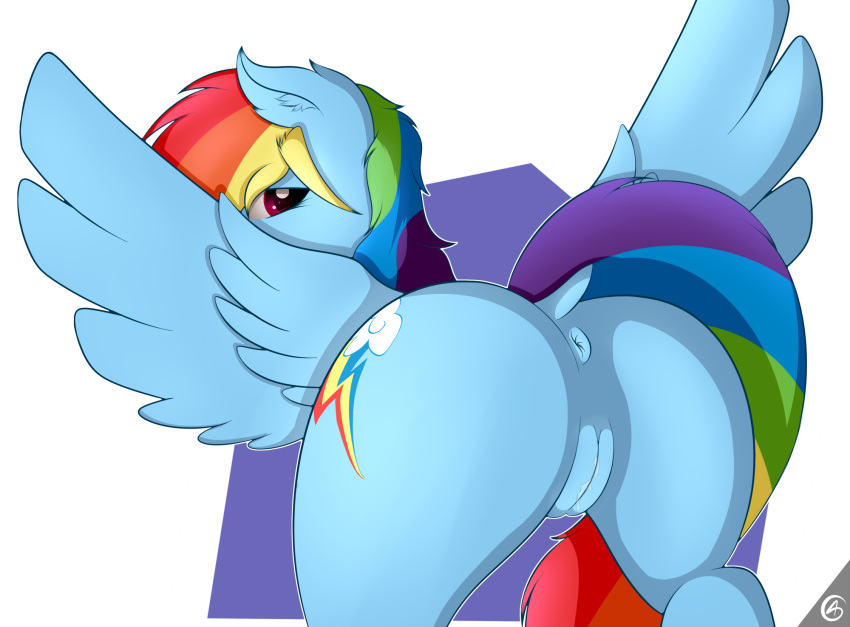 2014 alpha_channel anus blue_feathers blue_fur butt capseys cutie_mark equine feathered_wings feathers female feral friendship_is_magic fur hair looking_at_viewer mammal multicolored_hair multicolored_tail my_little_pony pegasus pose pussy rainbow_dash_(mlp) rainbow_hair rainbow_tail raised_tail simple_background solo transparent_background wings