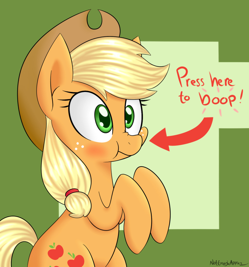 2015 applejack_(mlp) cute cutie_mark earth_pony equine female feral friendship_is_magic hat hi_res horse mammal my_little_pony notenoughapples pony solo text