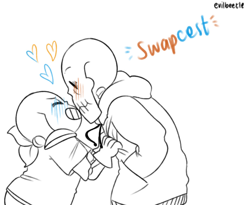&lt;3 alternate_universe animated_skeleton blush bone clothing english_text evilbeetle eyes_closed humanoid kissing male male/male not_furry papyrus_(undertale) sans_(undertale) simple_background skeleton smile text undead underswap undertale video_games white_background
