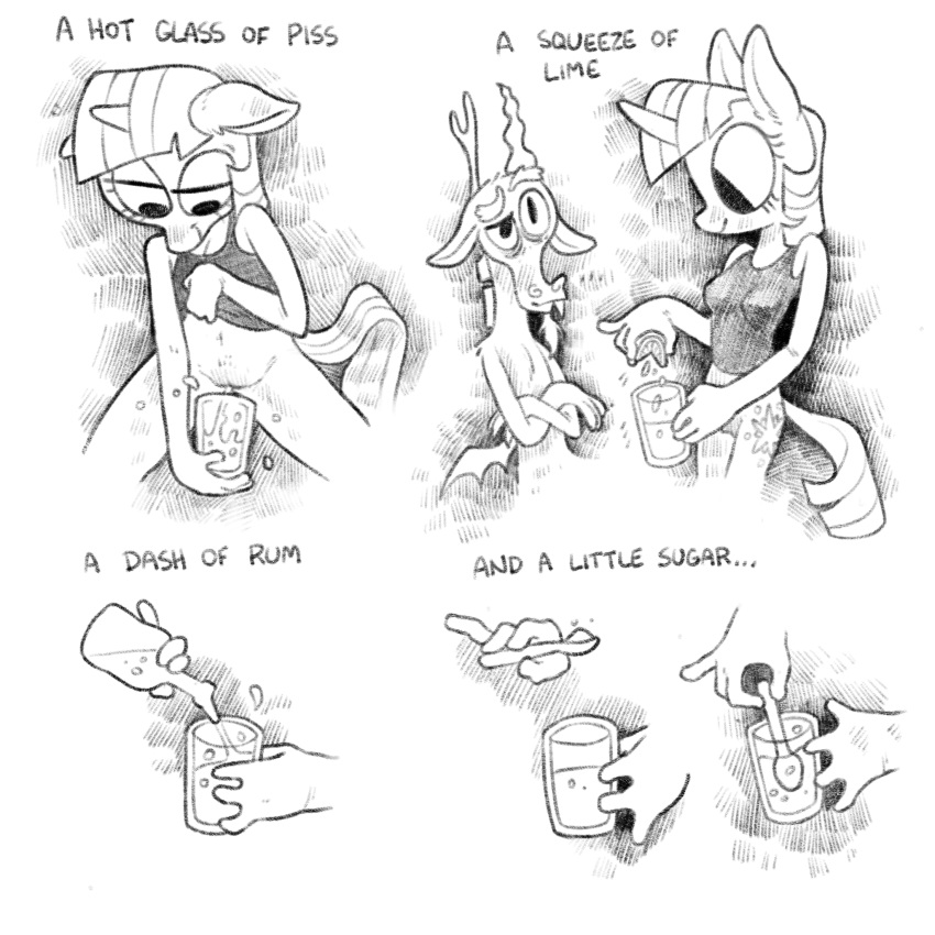 anthro biped discord_(mlp) equine female friendship_is_magic hi_res horse male mammal my_little_pony peeing pony rmrjl urine watersports