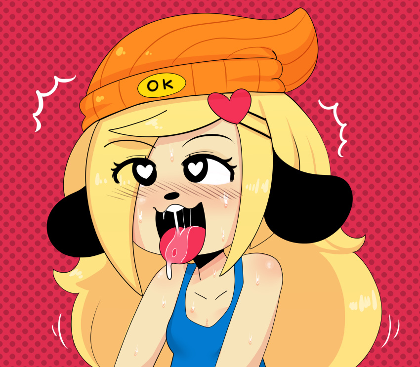 &lt;3 ahegao canine cosplay dog looking_pleasured male mammal parappa parappa_the_rapper solo somescrub tongue tongue_out video_games