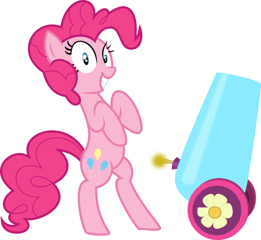 blue_eyes cannon cutie_mark earth_pony equine female feral friendship_is_magic fur hair horse mammal mrcbleck my_little_pony party_cannon pink_fur pink_hair pinkie_pie_(mlp) pony ranged_weapon solo weapon