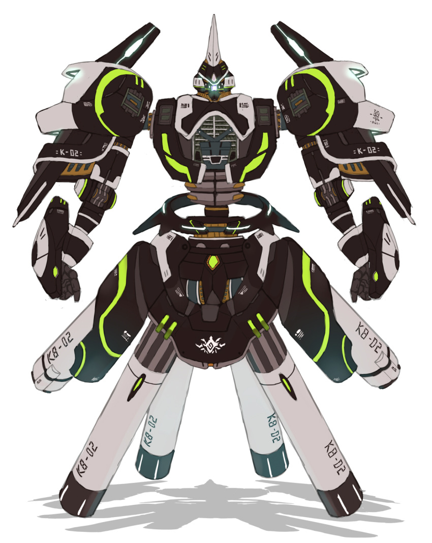 highres horn inabi mecha no_humans no_legs original pauldrons robot simple_background white_background