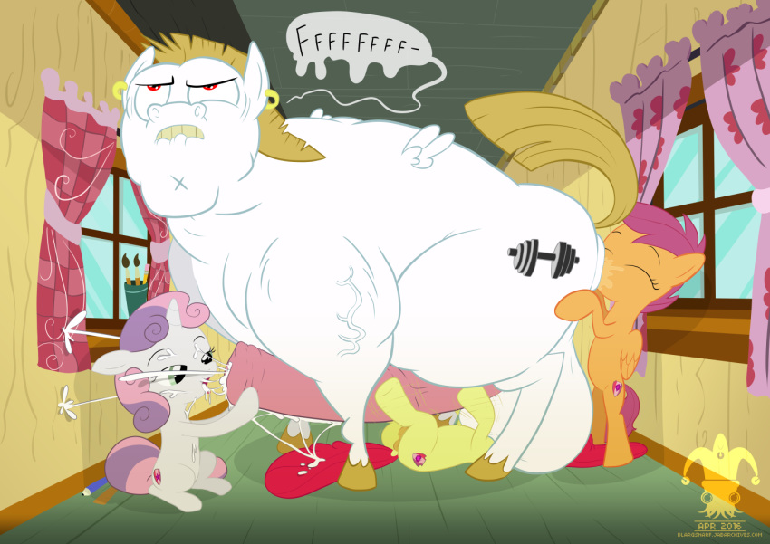 2016 anal anal_penetration animal_genitalia animal_penis anus apple_bloom_(mlp) balls blargsnarf bulk_biceps_(mlp) cub cum cum_in_mouth cum_inside cum_on_face cumshot cutie_mark deep_rimming digital_media_(artwork) earth_pony ejaculation equine equine_penis erection feathered_wings feathers female feral friendship_is_magic group horn horse male male/female mammal my_little_pony oral orgasm penetration penis piercing pony pussy rimming scootaloo_(mlp) sex snout_fuck sweetie_belle_(mlp) tongue unicorn vein white_balls wings young