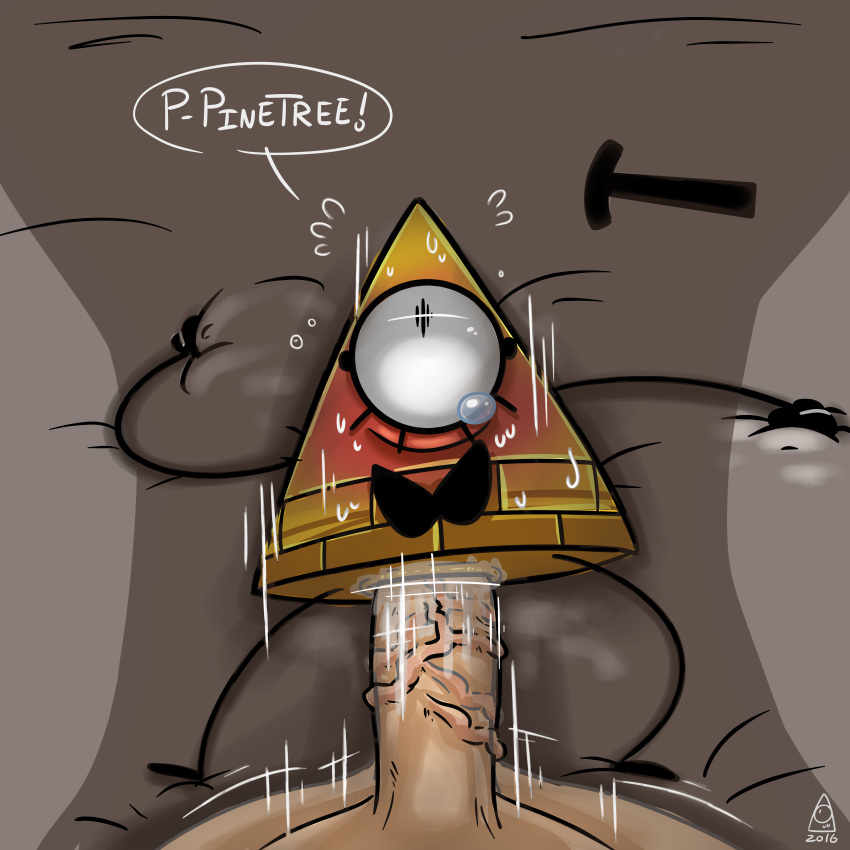 2016 animate_inanimate bed bill_cipher blush cum cum_in_ass cum_inside dialogue digital_media_(artwork) disney duo erection fist-meh-daddy gravity_falls hi_res human lying male male/male mammal nightmare_fuel not_furry penetration penis sex stick_figure sweat text