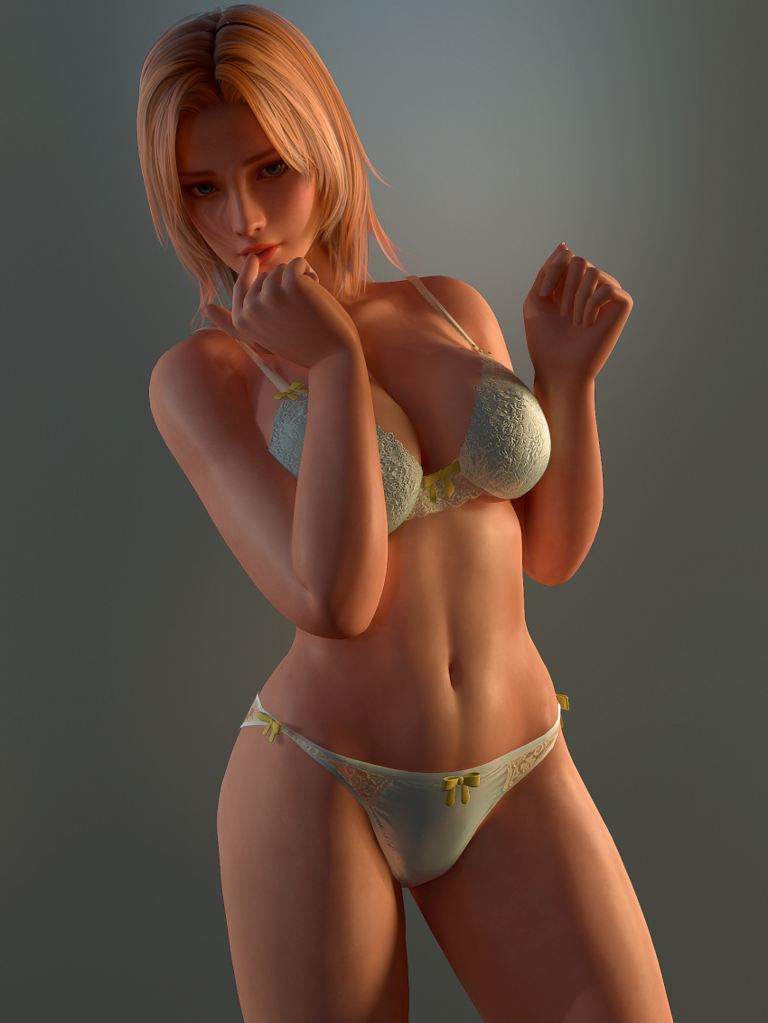 1girl 3d bikini blonde_hair breasts dead_or_alive female long_hair looking_at_viewer navel radianteld solo source_filmmaker standing swimsuit thong tina_armstrong underwear