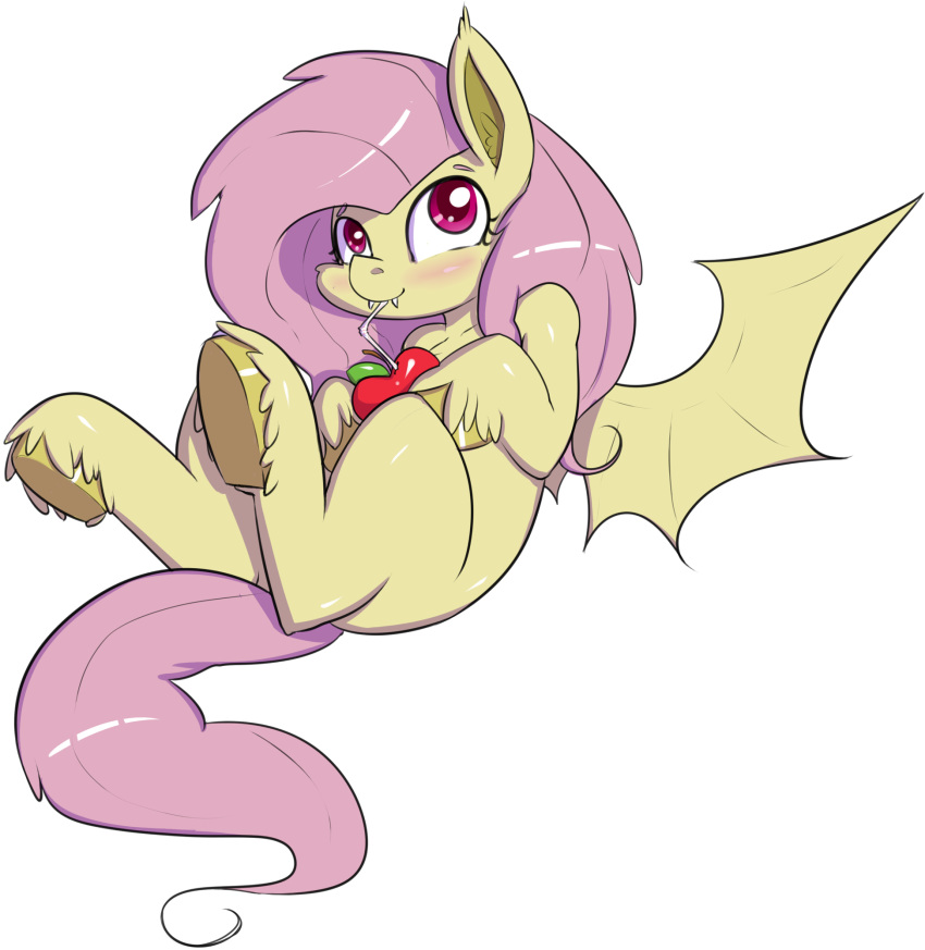 alpha_channel apple bat bat_pony bat_wings blush equine fangs female feral fetlocks flutterbat_(mlp) fluttershy_(mlp) food friendship_is_magic fruit fur hair happy hi_res holding_food holding_object hooves hybrid long_hair mammal membranous_wings miketheuser my_little_pony pink_hair simple_background solo straw transparent_background wings yellow_fur