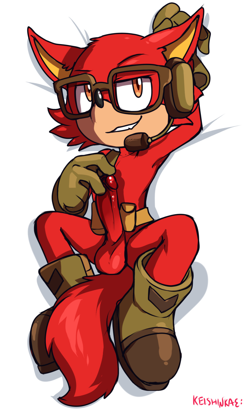 anthro clothing custom_character_(sonic_forces) dakimakura_design fur male penis red_fur seductive smile smirk solo sonic_(series) sonic_forces sonic_the_hedgehog