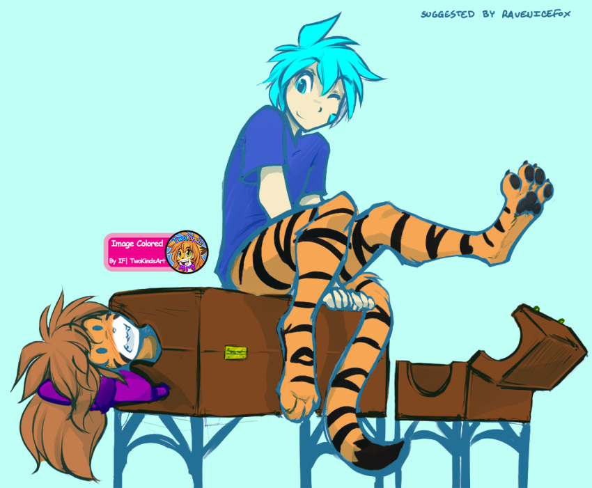 animal_humanoid anthro digital_media_(artwork) female flora_(twokinds) humanoid invalid_color keidran magic male simple_background tiger_trace tom_fischbach trace_legacy twokinds webcomic