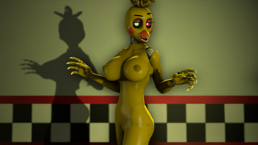 2018 3d_(artwork) animatronic anthro avian bird breasts butt claws digital_media_(artwork) female five_nights_at_freddy's five_nights_at_freddy's_2 five_nights_at_freddy's_4 glowing glowing_eyes machine nightmare_chica_(fnaf) nipples nobody3 pose pussy robot shadow simple_background source_filmmaker standing toy_chica_(fnaf) video_games