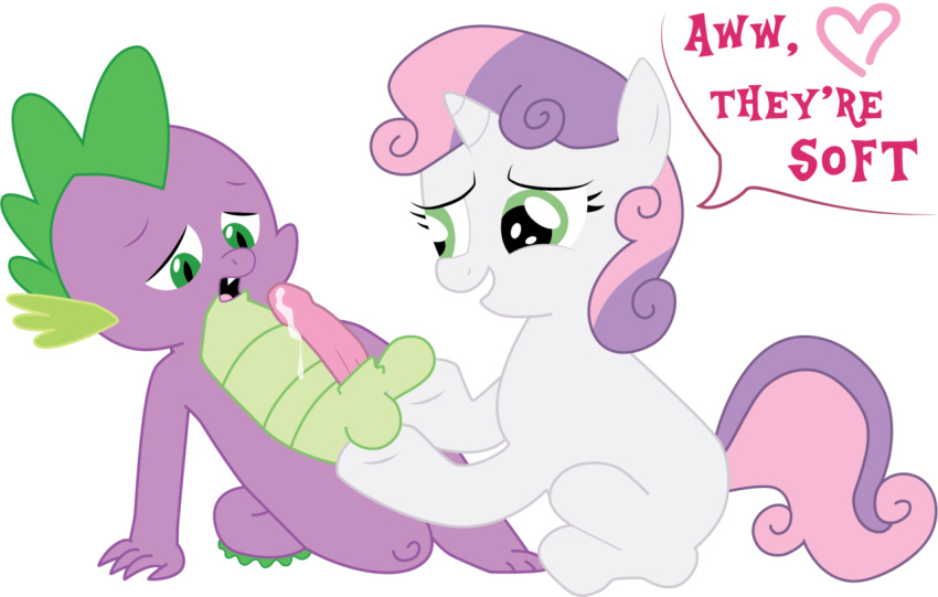 alpha_channel balls dragon english_text equine female feral friendship_is_magic hair horse male male/female mammal my_little_pony penis ponehcawk pony precum simple_background spike_(mlp) sweetie_belle_(mlp) text transparent_background young