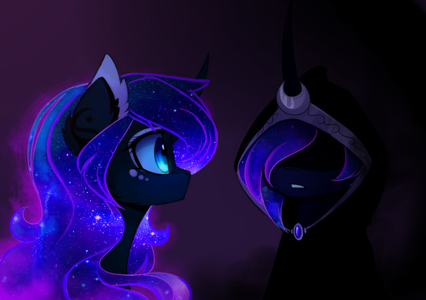 2016 blue_eyes blue_fur blue_hair duo equine female feral friendship_is_magic fur hair horn lyra-senpai magnaluna mammal my_little_pony princess_luna_(mlp) unicorn