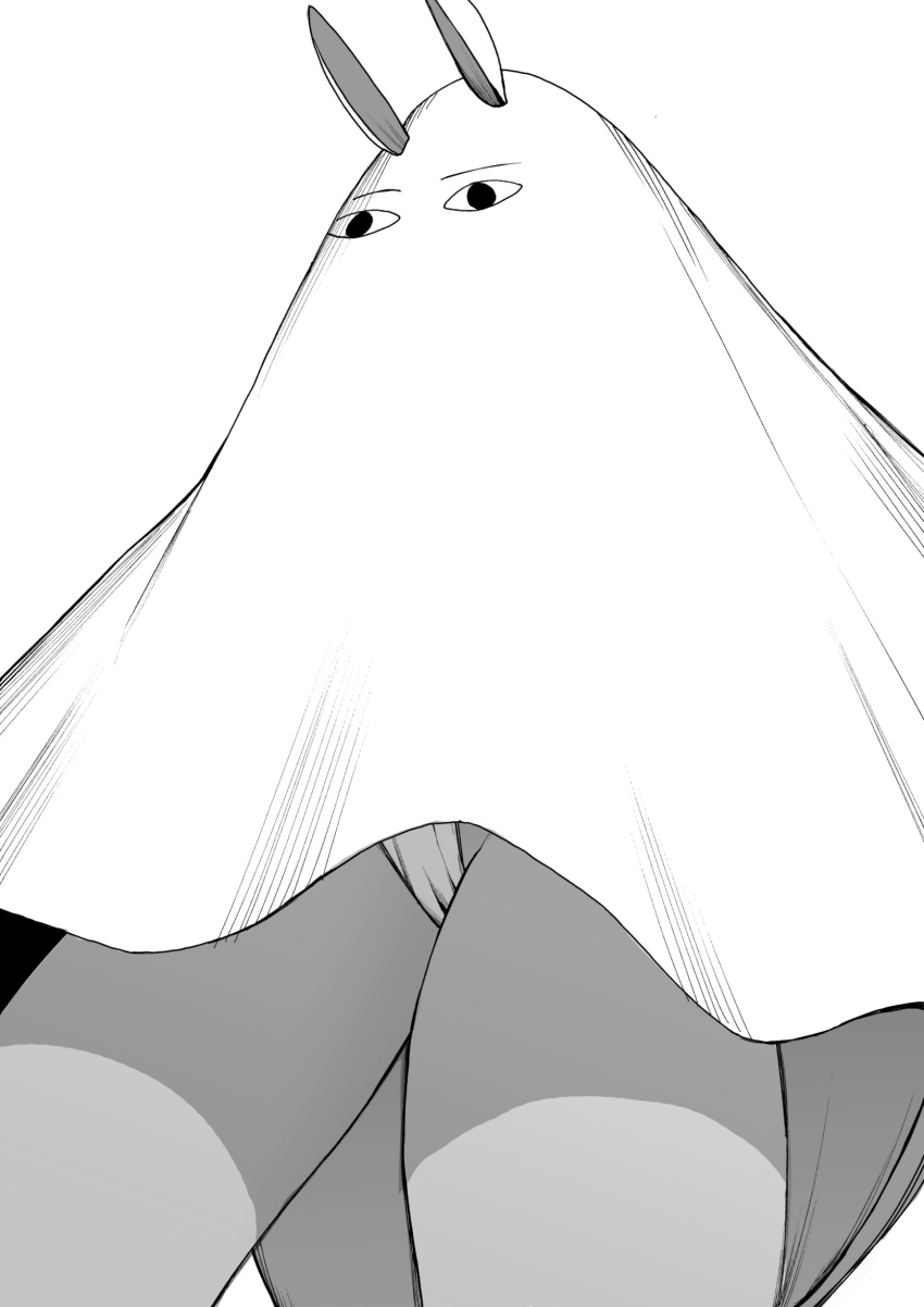 absurdres daftbonkers ears_through_headwear fate/grand_order fate_(series) ghost_costume greyscale highleg highleg_swimsuit highres monochrome nitocris_(fate/grand_order) nitocris_(swimsuit_assassin)_(fate) simple_background solo swimsuit white_background