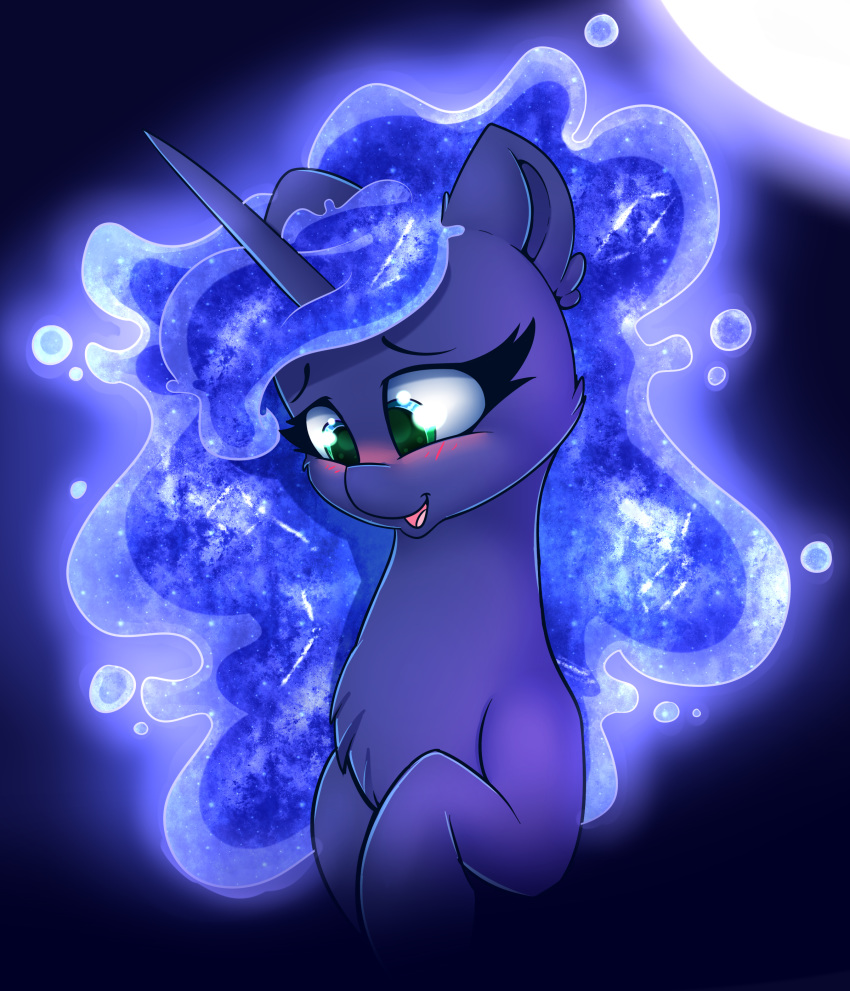 2018 absurd_res blue_eyes blue_hair blush chest_tuft digital_media_(artwork) equine eyelashes female friendship_is_magic hair hi_res horn long_hair madacon mammal my_little_pony open_mouth open_smile princess_luna_(mlp) smile solo tuft unicorn