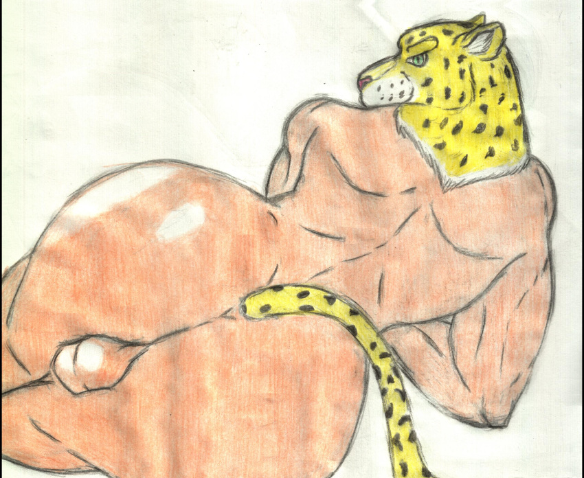 animal_head balls big_butt big_muscles butt feline huge_butt humanoid hyper hyper_butt jaguar king_(tekken) male mammal manly mask muscular muscular_male nude pose rear_view shiny simple_background solo solo_focus tekken video_games whiskers white_skin wrestler