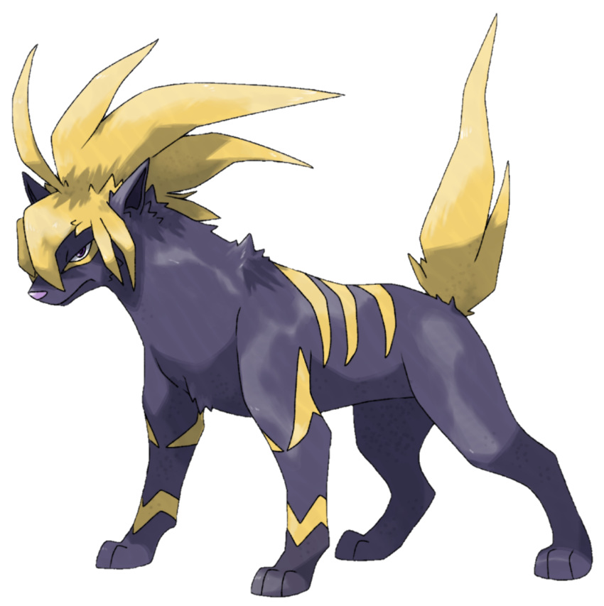 brown_eyes commentary creature english_commentary etherealhaze from_side full_body highres no_humans pokemon pokemon_(creature) pokemon_gsc_beta profile rai_(pokemon) solo standing sugimori_ken_(style) transparent_background