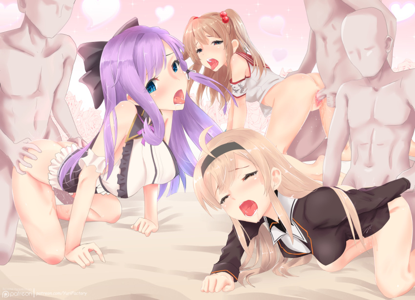 3boys 3girls ahoge all_fours anus ass bare_shoulders barefoot bilibala blonde_hair blue_eyes blush bottomless bow braid breasts brown_eyes brown_hair clothed_female_nude_male dress faceless_male goddess_kiss hair_bobbles hair_bow hair_ribbon hairband hanging_breasts large_breasts linda_hudson long_hair looking_at_viewer maria_regaskos multiple_boys multiple_girls parted_lips penis purple_hair pussy pussy_juice rachel_stewart rape red_eyes ribbon sailor_dress sailor_shirt saliva serafuku sex shiny shiny_hair shiny_skin sideboob smile tears tongue tongue_out twintails uncensored vaginal very_long_hair